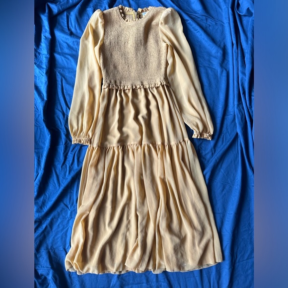 Aritzia Wilfred Rosalyn Long Sleeved Gold Dress - Picture 1 of 8